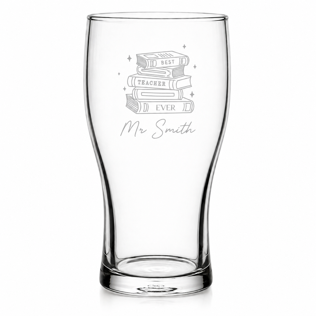 Personalised Best Teacher Ever Pint Glass – Engraved Gift for Teachers