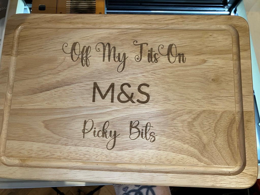Funny Personalised Chopping Board | “Off My Tits On M&S Picky Bits” Cheese Board | Gift for Her | Wine & Nibbles Night Board | Handmade Wooden Board